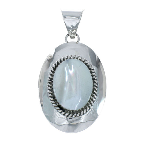 Native American Navajo Sterling Silver And Mother of Pearl Pendant X11454